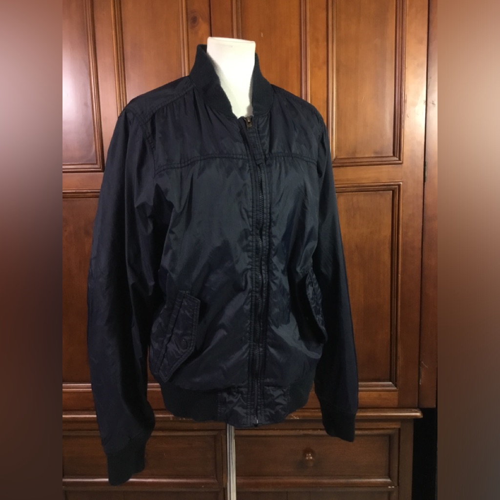 Hollister California Size Xl Solid Navy Windbreaker Jacket Fleece Lined Lk Nw Be